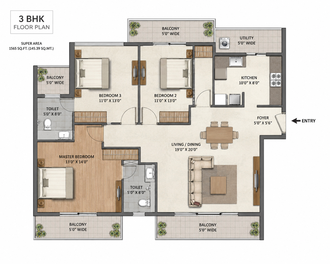 Conscient Homes elevate 3.0 3.5bhk floor plan