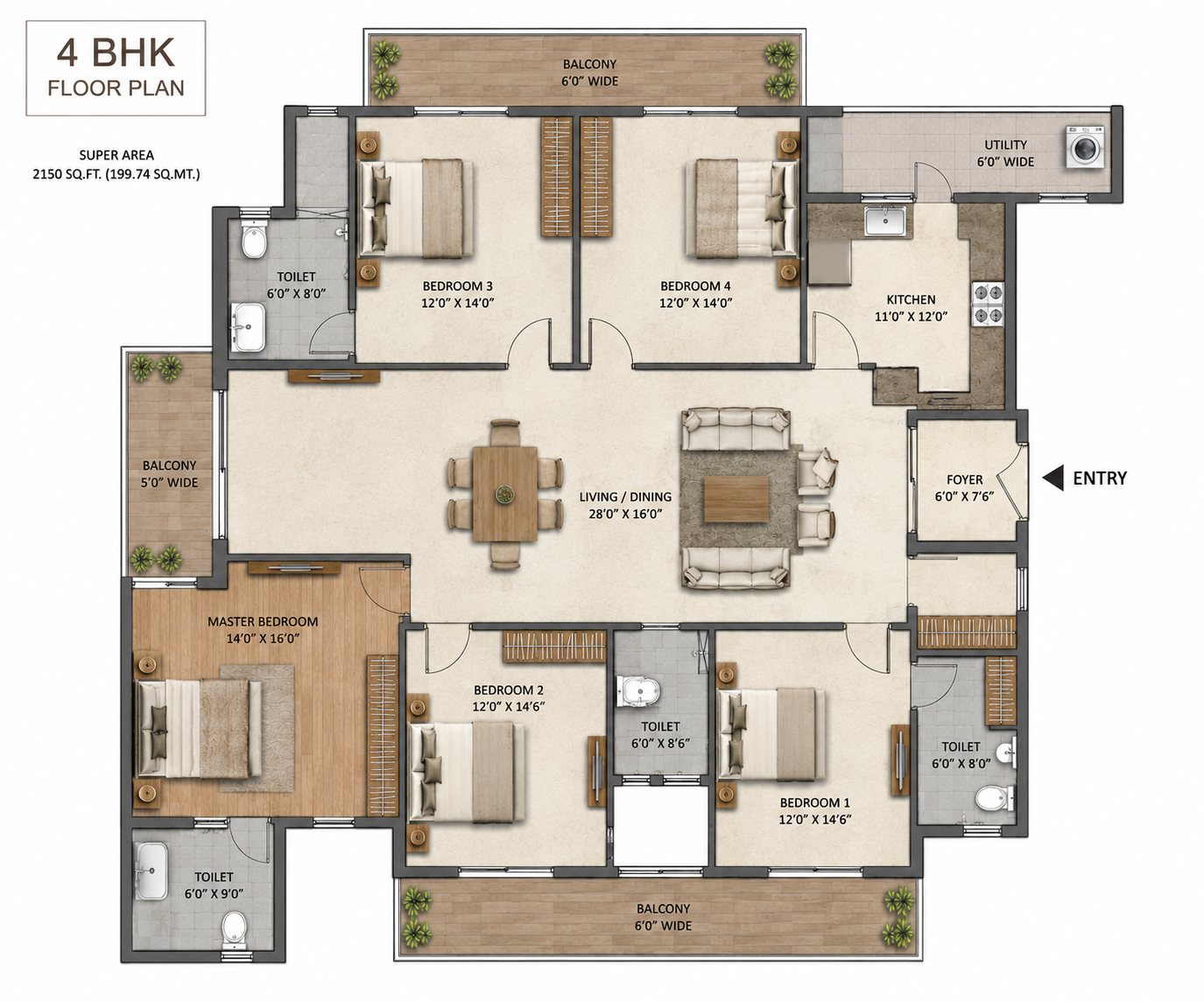 Conscient Homes elevate 3.0 4.5bhk floor plan